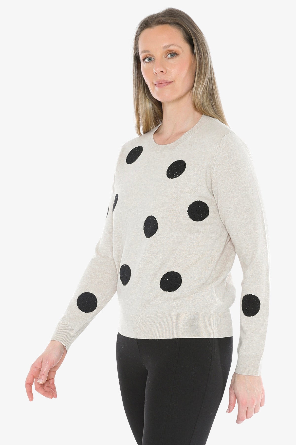 JUMP Clothing Diamanté Spot Pullover - Stone Marl