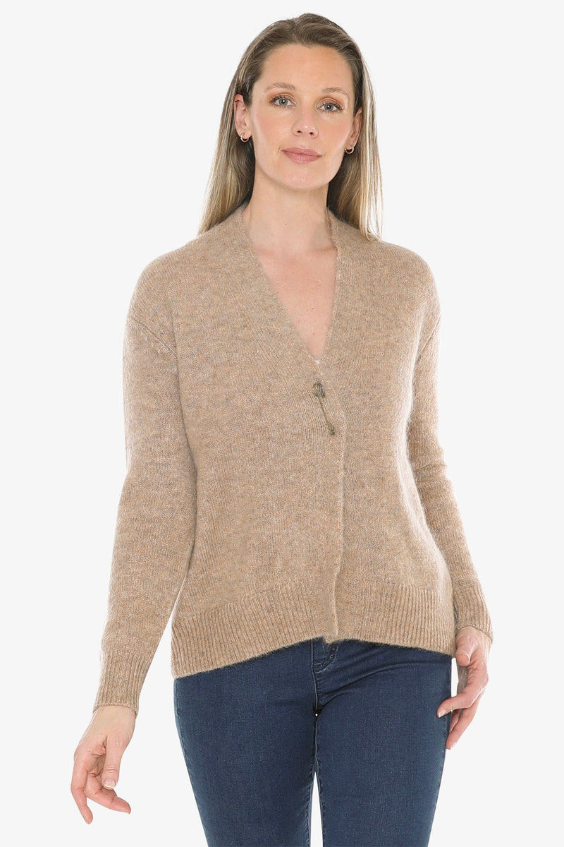 JUMP Clothing Pin Detail Cardigan - Latte