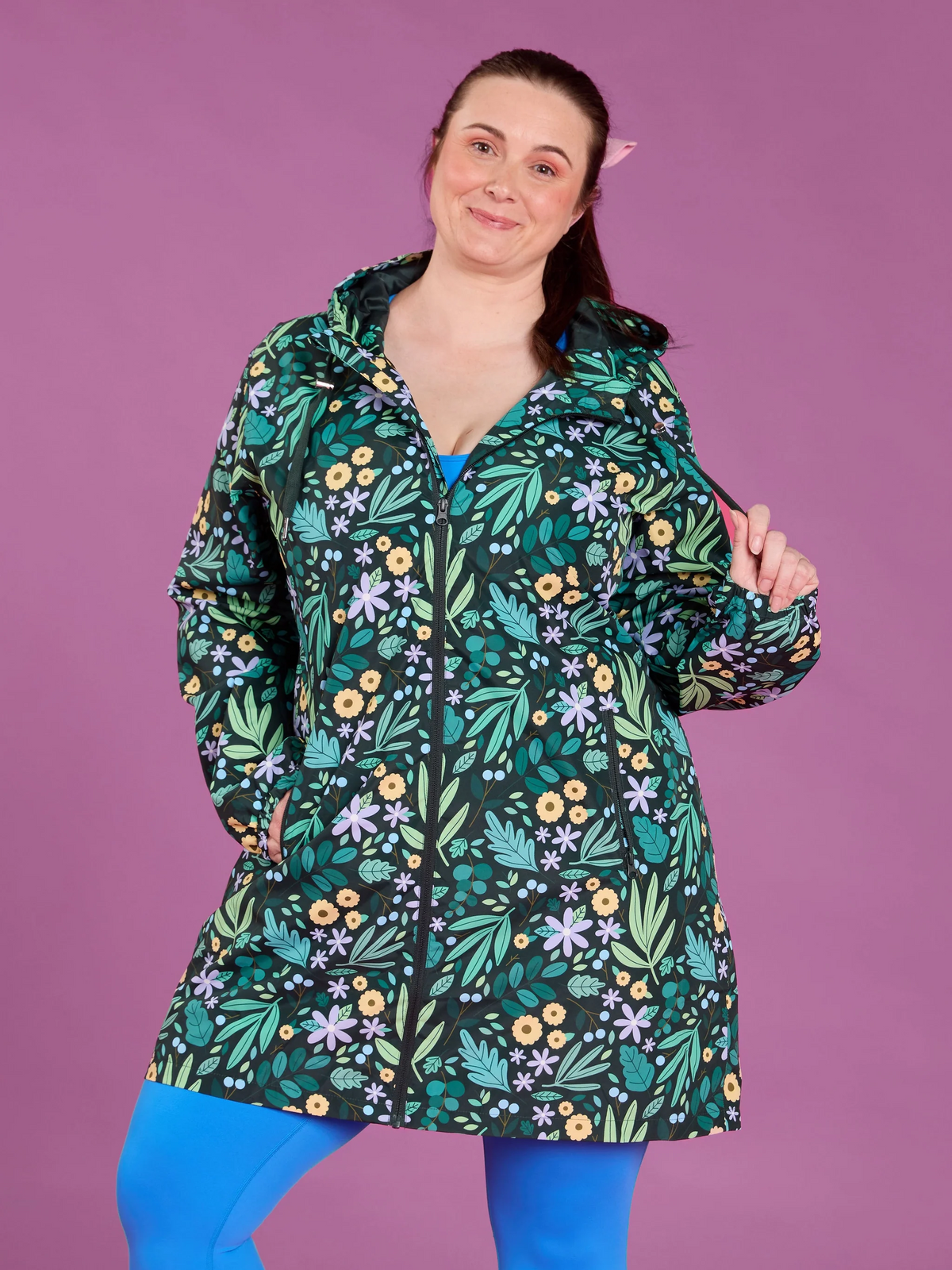 Mama Movement - Longline Raincoat - Leaves & Blooms