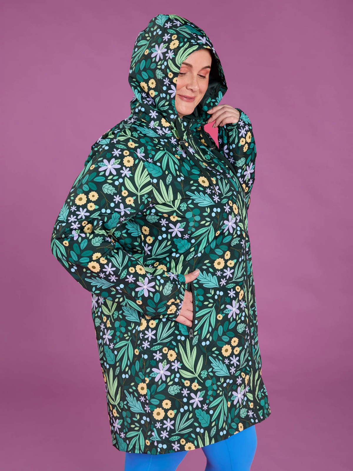 Mama Movement - Longline Raincoat - Leaves & Blooms