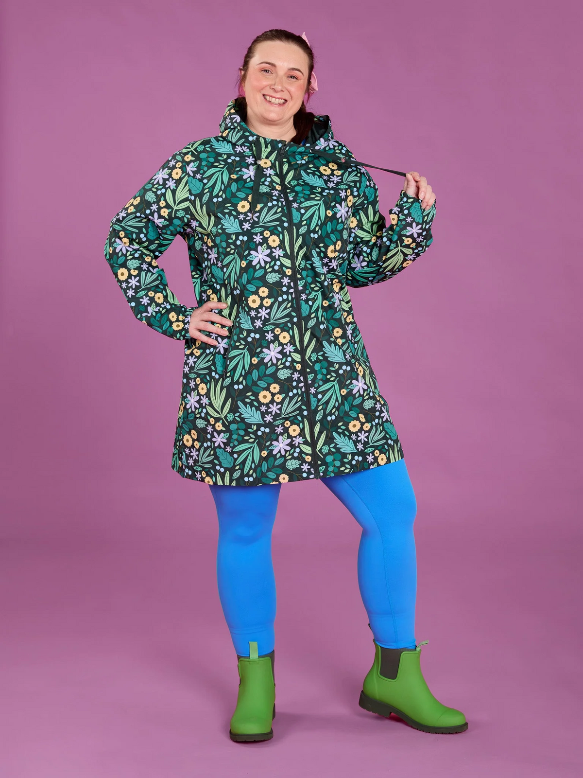 Mama Movement - Longline Raincoat - Leaves & Blooms