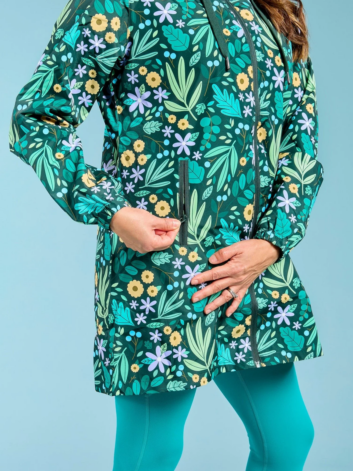 Mama Movement - Longline Raincoat - Leaves & Blooms