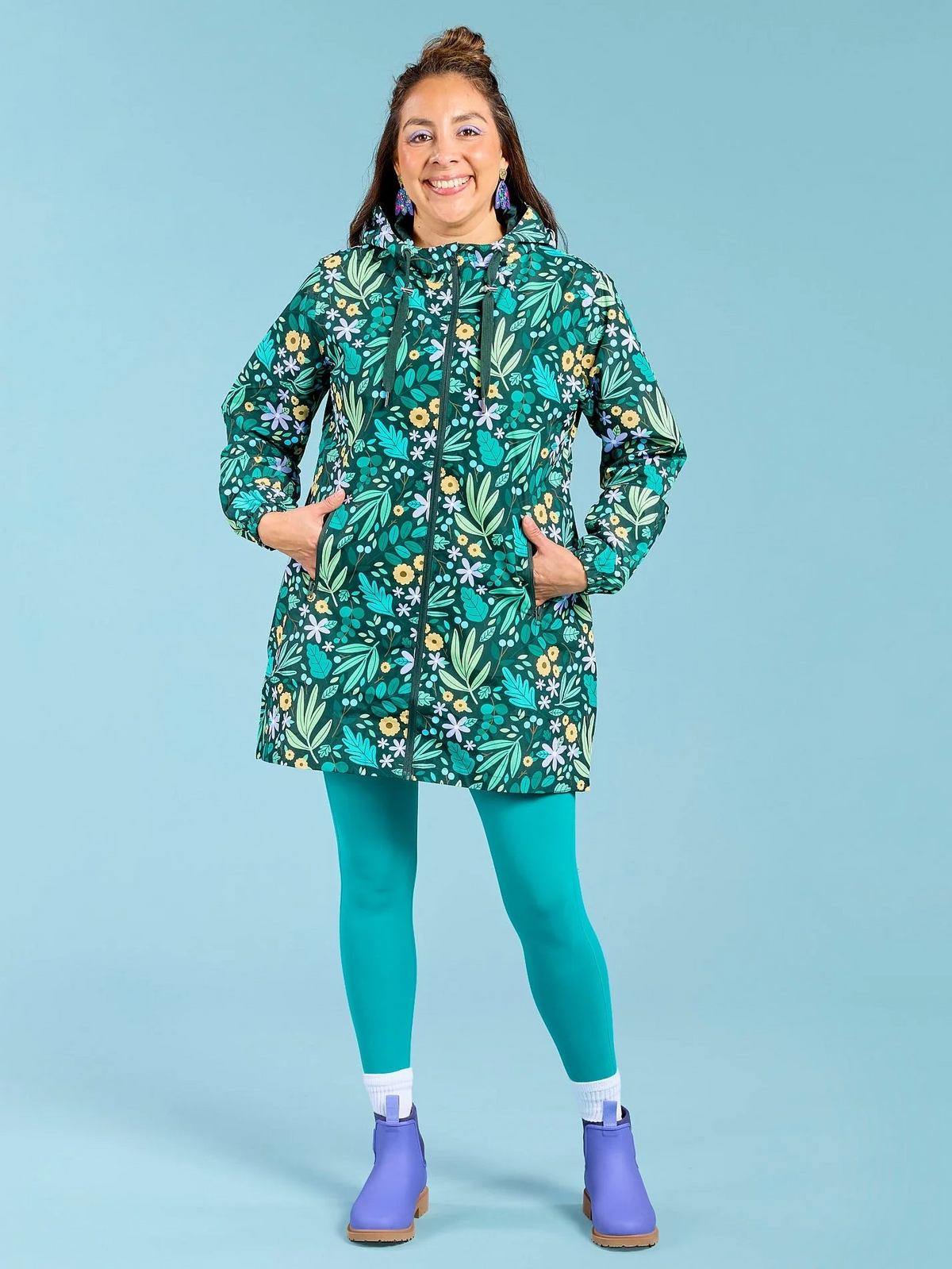 Mama Movement - Longline Raincoat - Leaves & Blooms