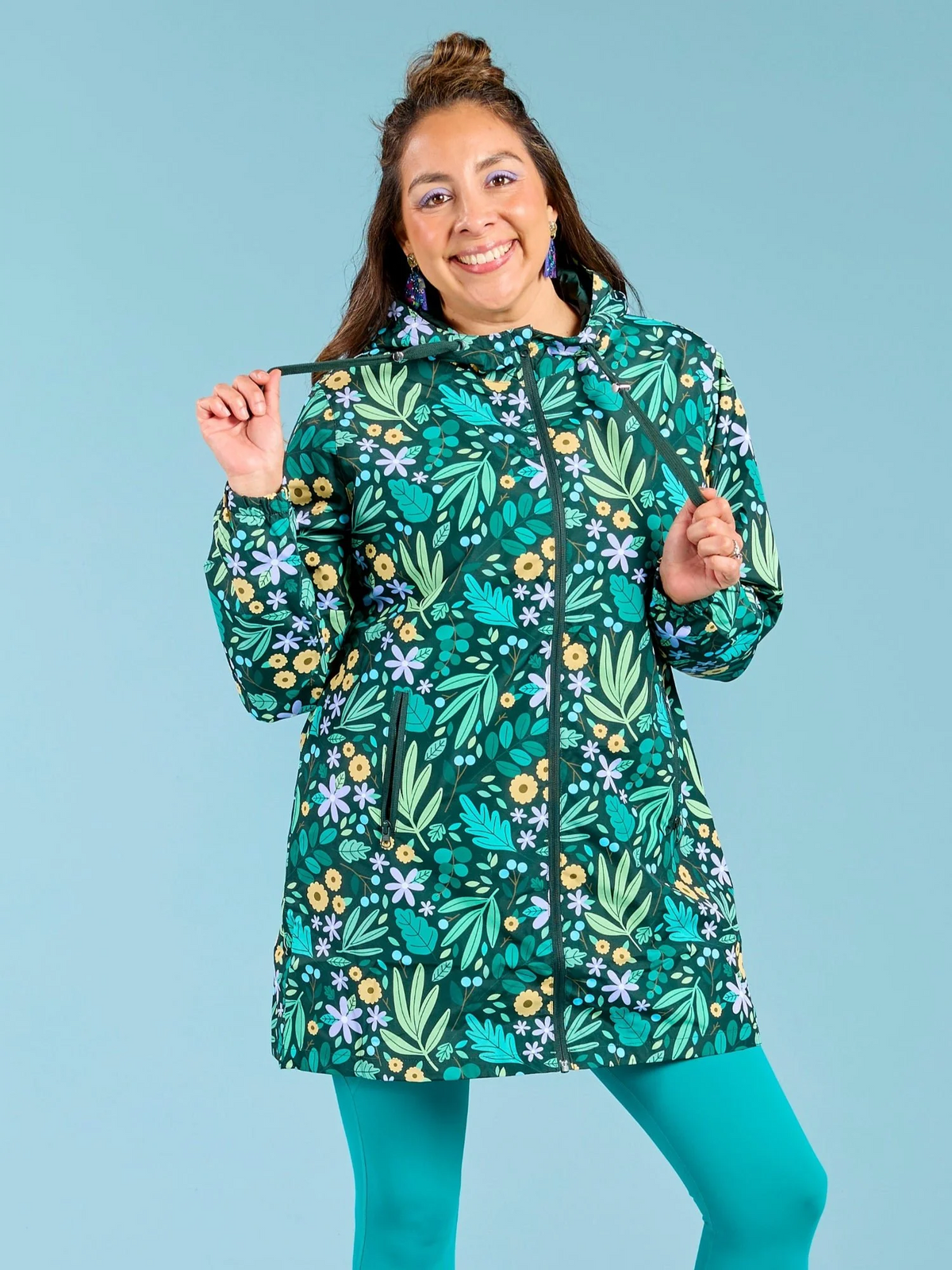 Mama Movement - Longline Raincoat - Leaves & Blooms