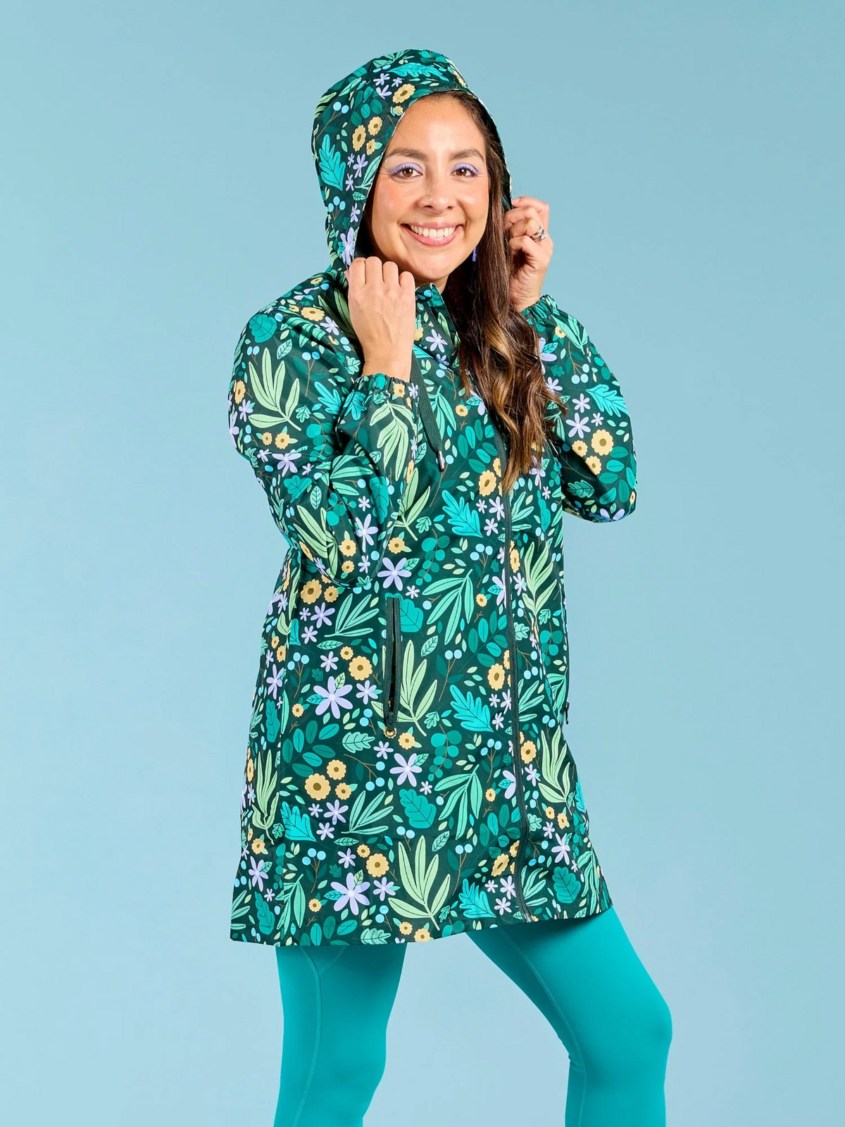 Mama Movement - Longline Raincoat - Leaves & Blooms