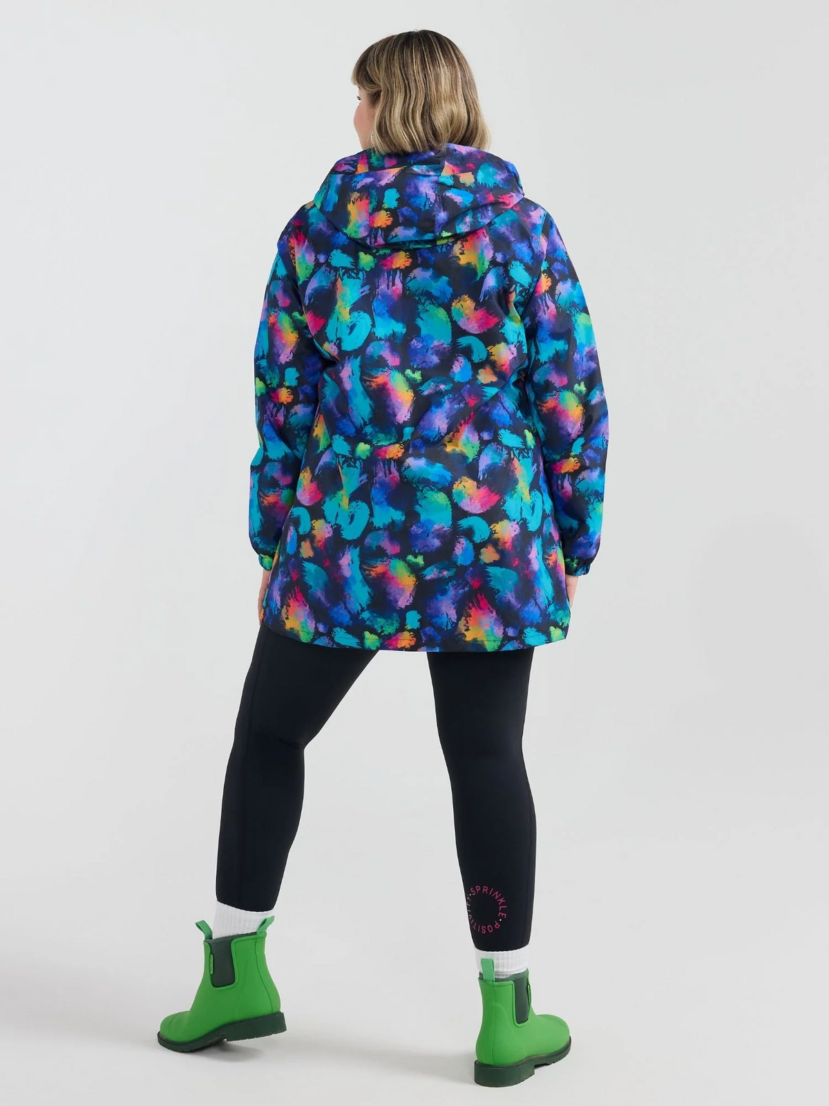 Mama Movement -  Longline Raincoat - Rainbow Splatter