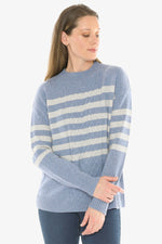 JUMP Clothing Stripe Cable Pullover - Seaside Mist