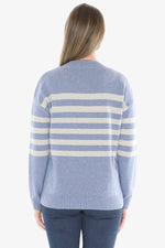 JUMP Clothing Stripe Cable Pullover - Seaside Mist