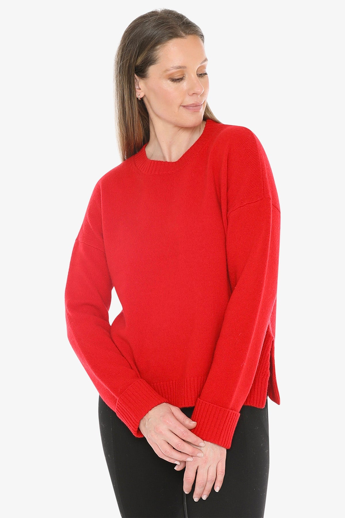 JUMP Clothing SideDetail Crew Pullover - Cherry