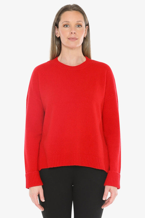 JUMP Clothing SideDetail Crew Pullover - Cherry