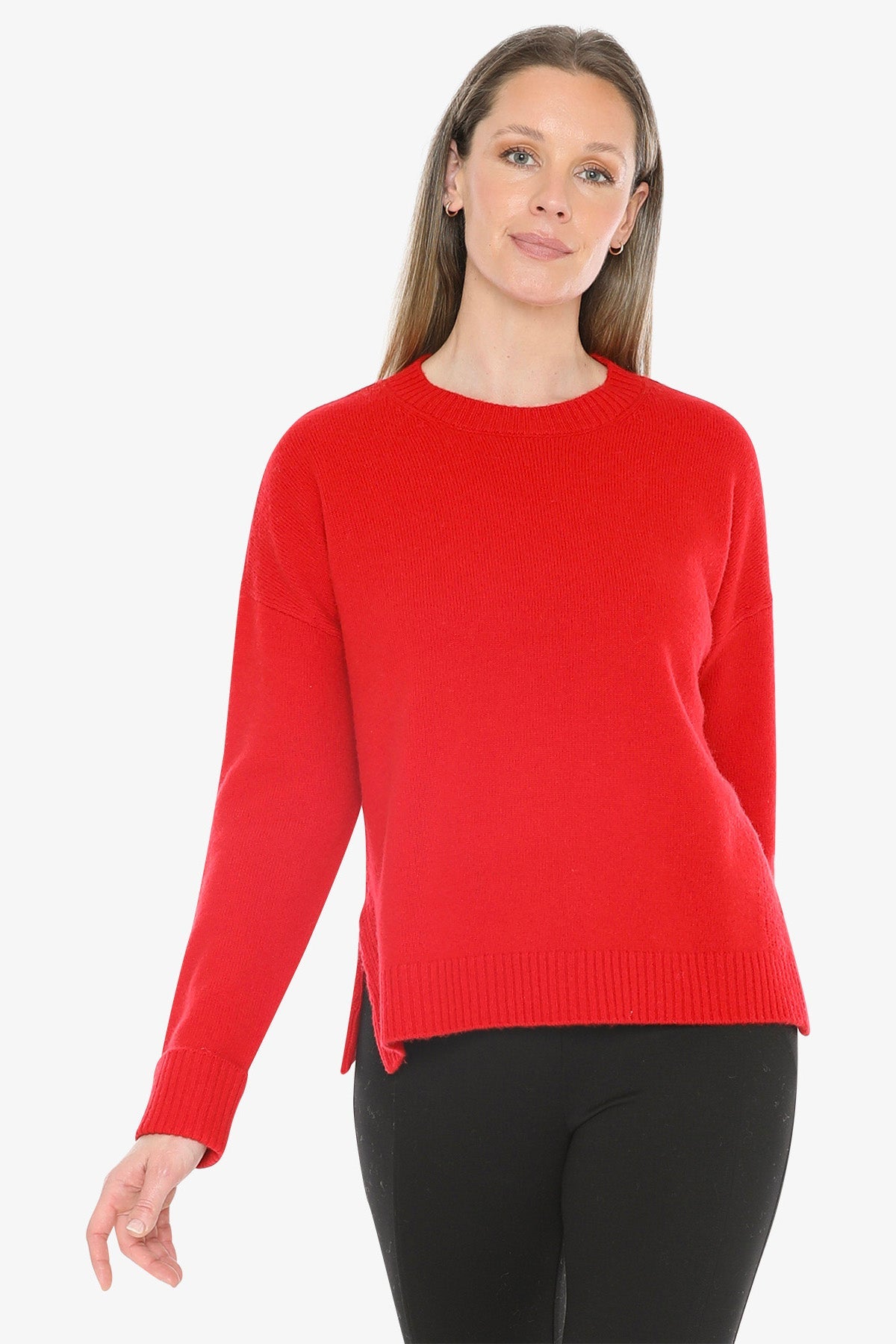 JUMP Clothing SideDetail Crew Pullover - Cherry