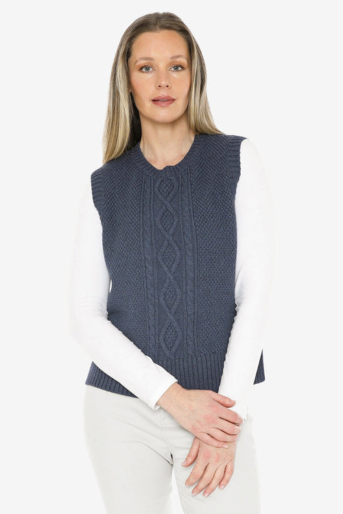 JUMP Clothing Cable Vest - Indigo Marl
