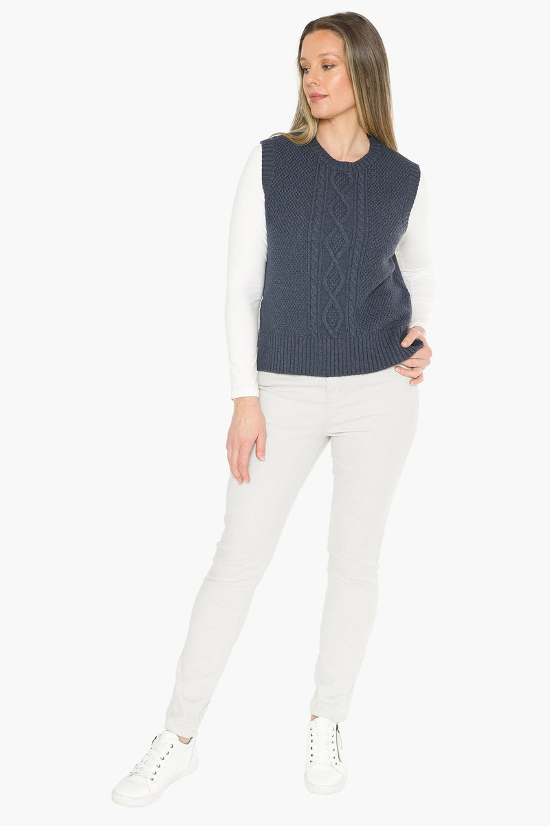 JUMP Clothing Cable Vest - Indigo Marl