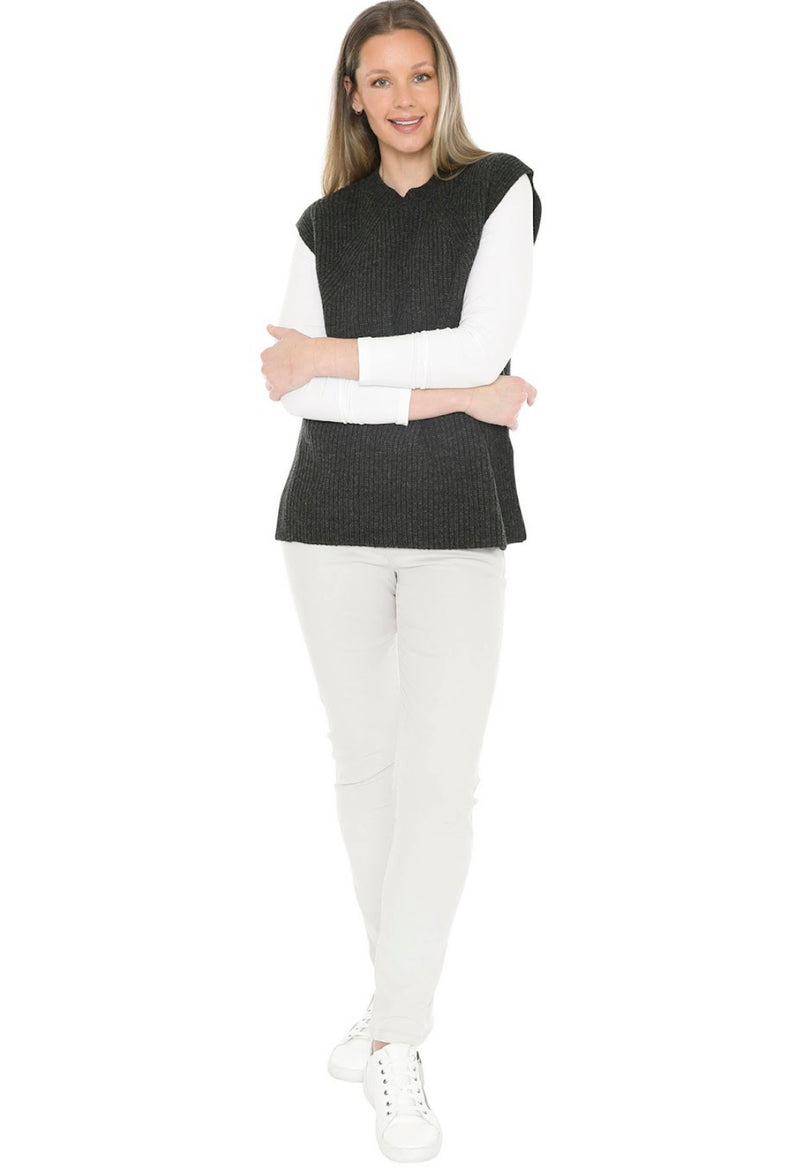 JUMP Clothing Womens Shaker Stitch Vest - Charcoal