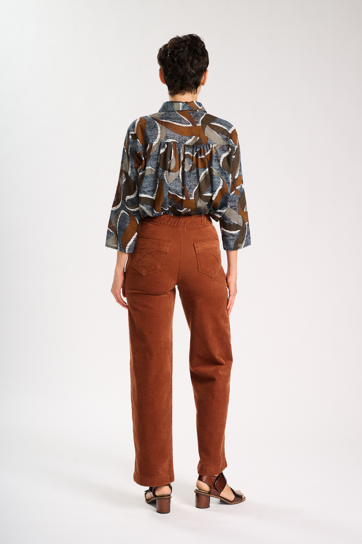 Olga De Polga - Peggy Sue - Long Pants Velvet Corduroy - Caramel Brown/Rust