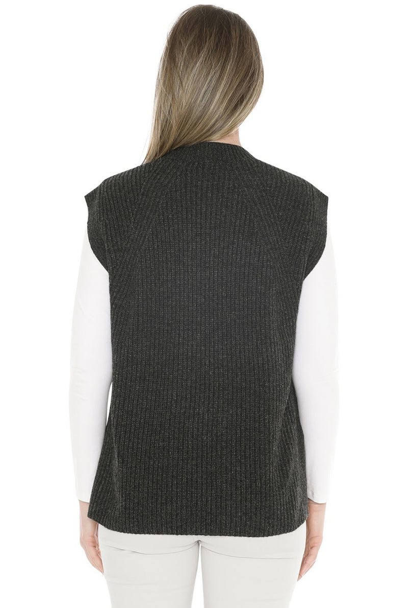 JUMP Clothing Womens Shaker Stitch Vest - Charcoal