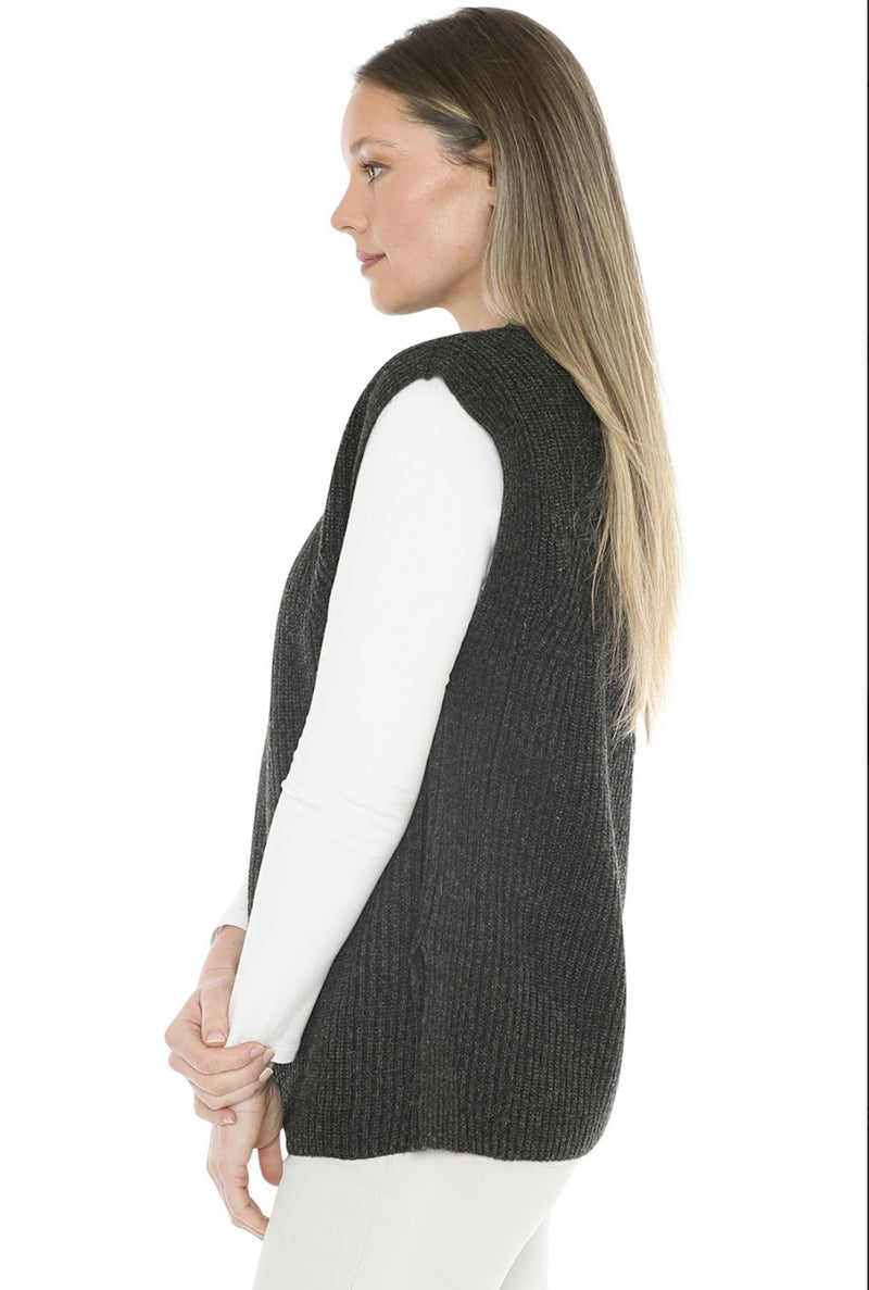 JUMP Clothing Womens Shaker Stitch Vest - Charcoal