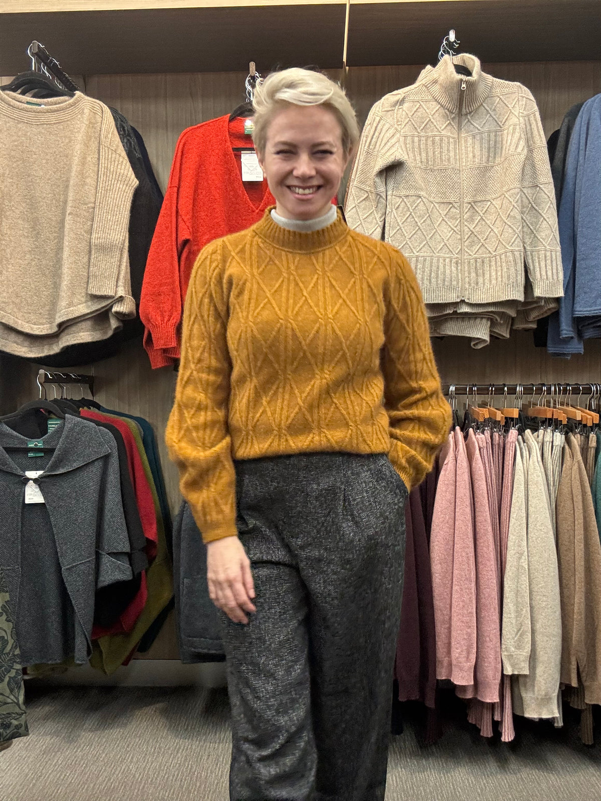 Lothlorian - Possum Merino Cable Bell Sleeve Jumper - Gold