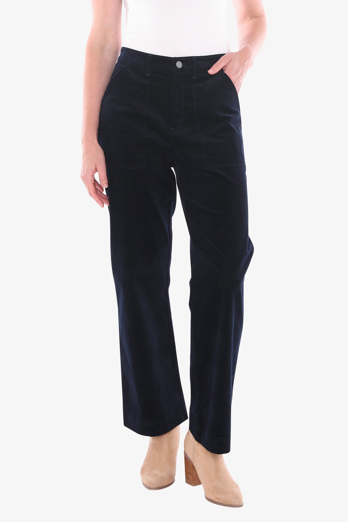 JUMP Clothing Patch Pocket Velour Pant - Ink