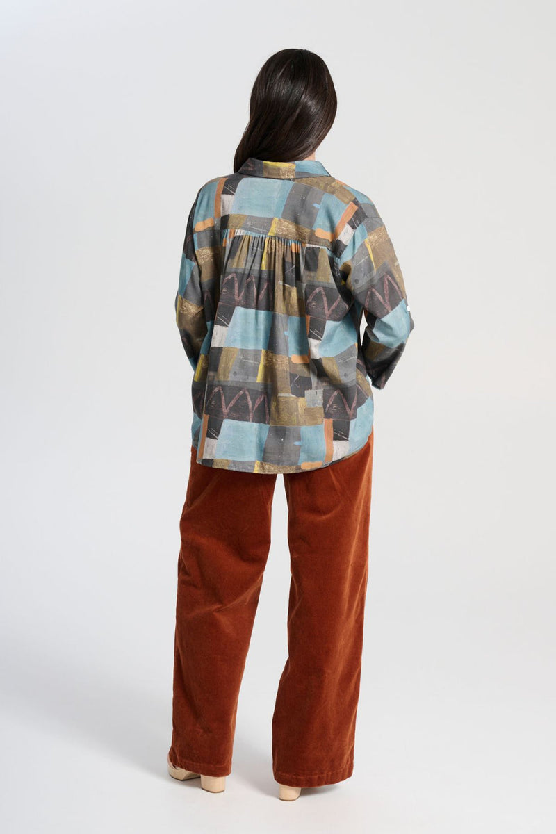 ‘Peggy Lou’ Long Velvet Corduroy Pants - Caramel
