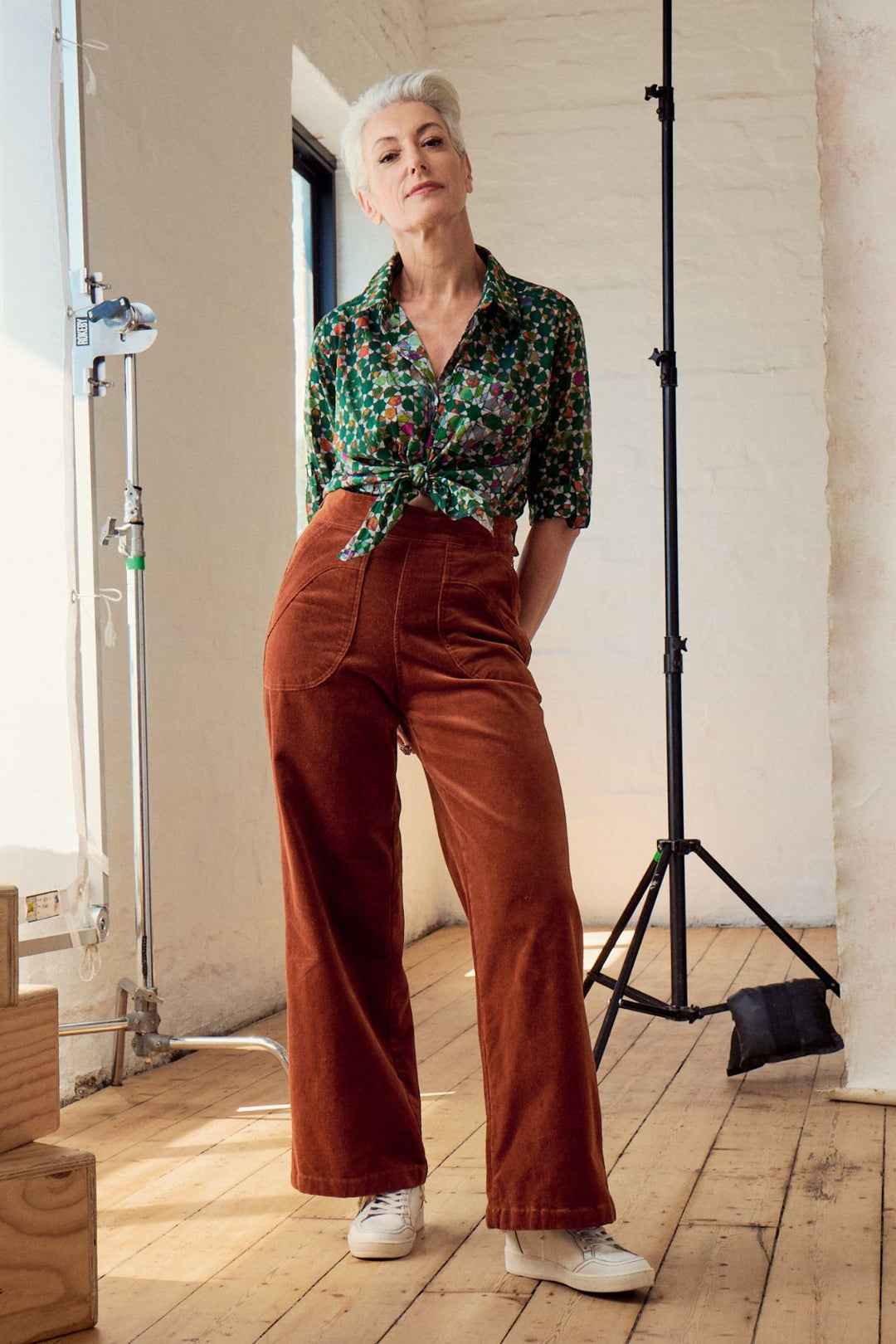 Olga De Polga - Peggy ‘Lou’ Long Velvet Corduroy Pants - Caramel