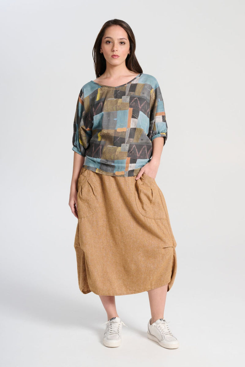 Olga De Polga ‘Milwaukee Haven’ Wool/Linen Skirt - Mustard