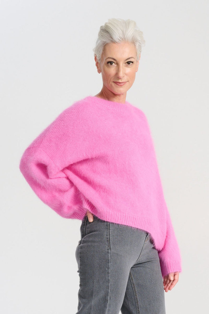 ‘Montreal’ Knit Angora Sweater - Bubblegum Pink