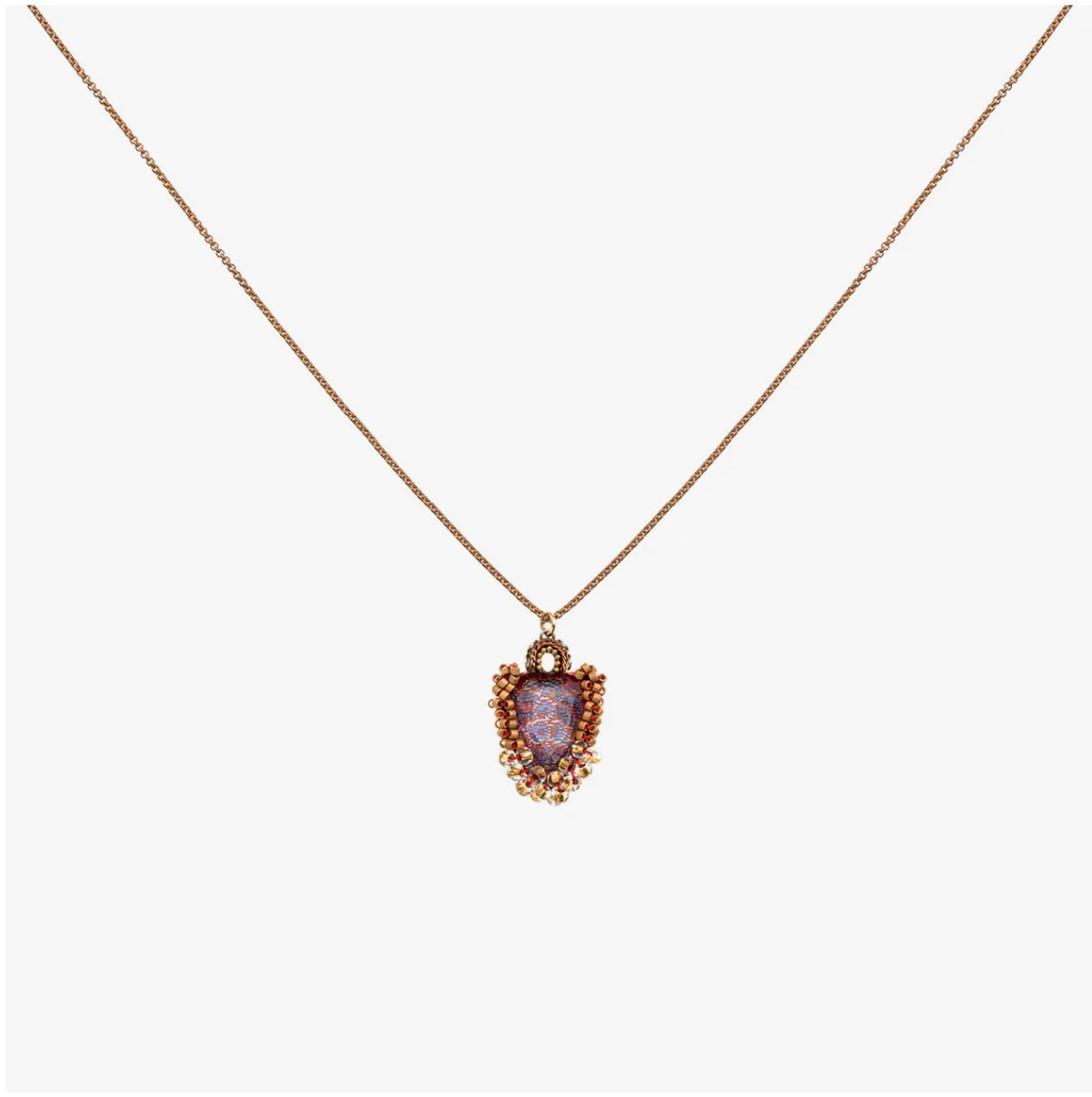 AYALA BAR - Elegant Pendant Necklace - Plum Wine Snowbloom