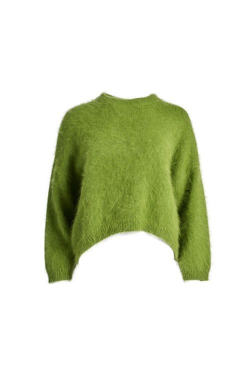 ‘Montreal’ Knit Angora Sweater - Grass Green