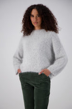 ‘Montreal’ Knit Angora Sweater - Silver Grey