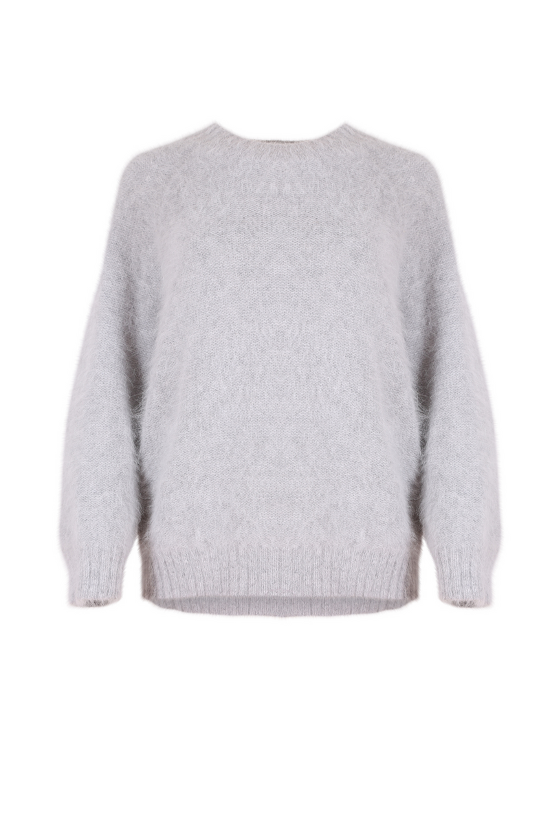 ‘Montreal’ Knit Angora Sweater - Silver Grey