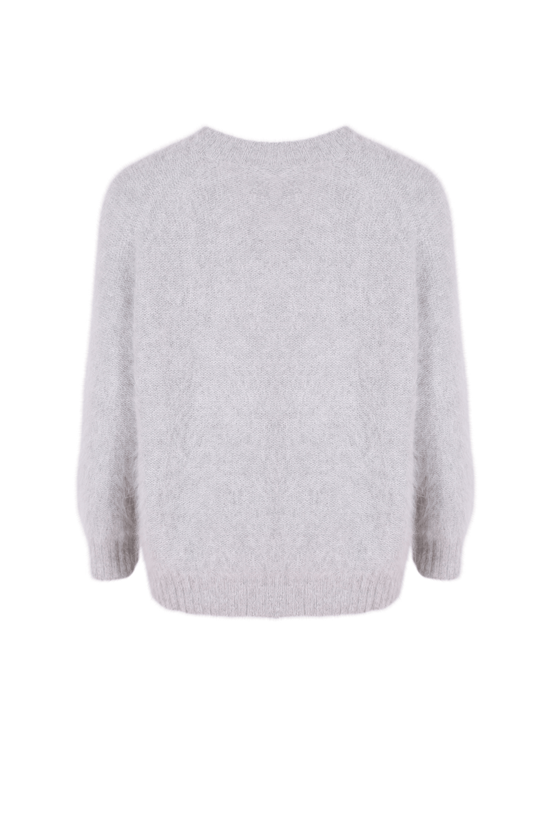 ‘Montreal’ Knit Angora Sweater - Silver Grey