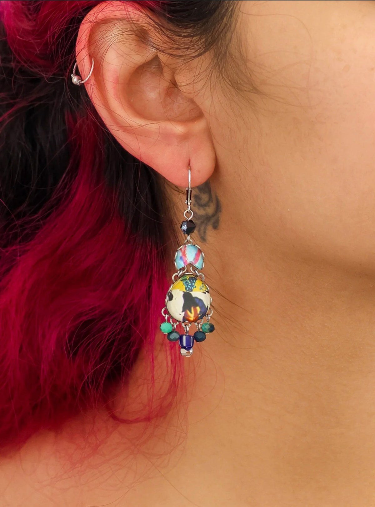 AYALA BAR - Handmade Drop Colorful Glass Earrings - Candy Twist Lolly