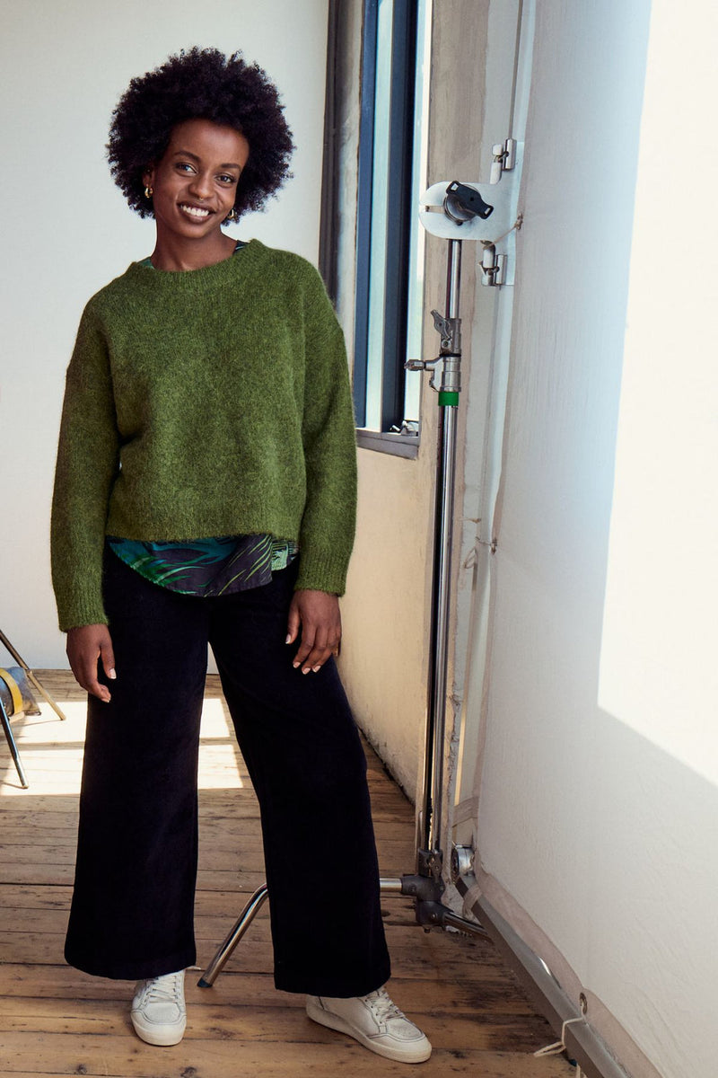 ‘Aspen’ Alpaca Knit Sweater - Moss
