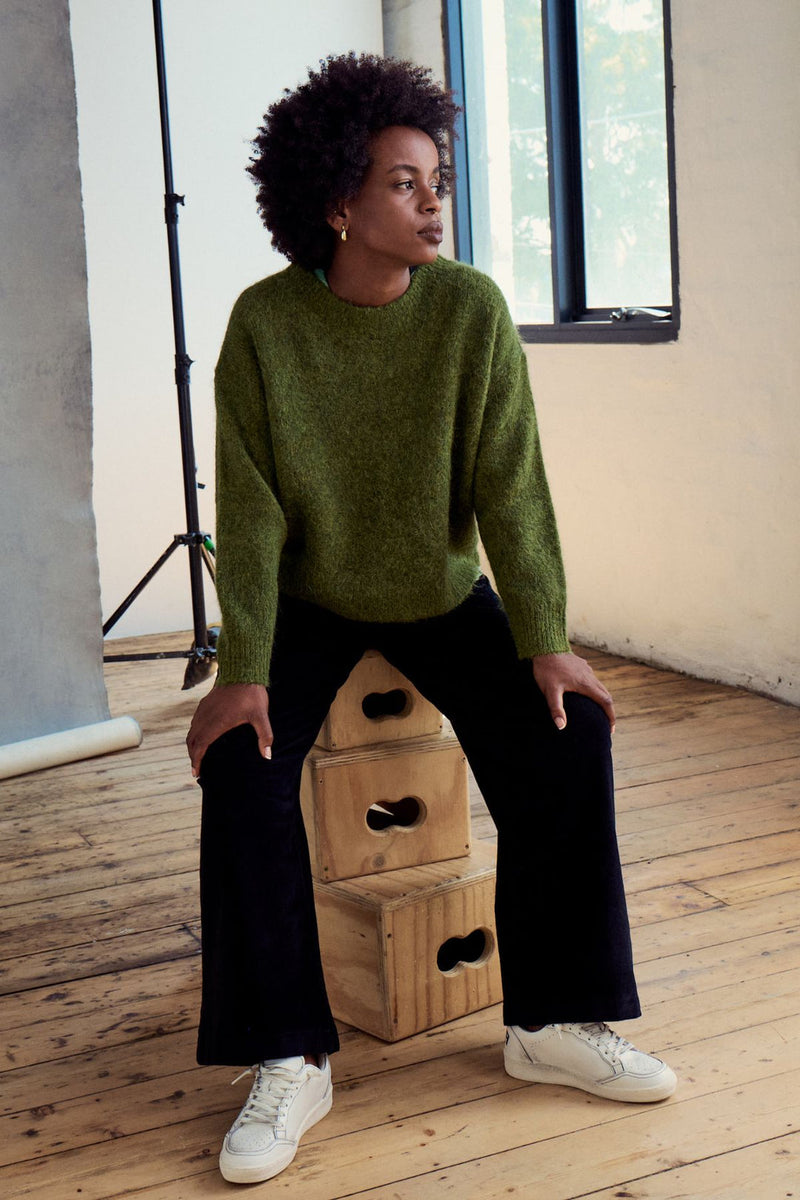 ‘Aspen’ Alpaca Knit Sweater - Moss