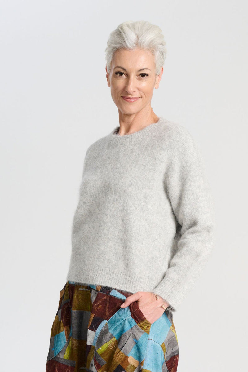 ‘Aspen’ Alpaca Knit Sweater - Light Grey