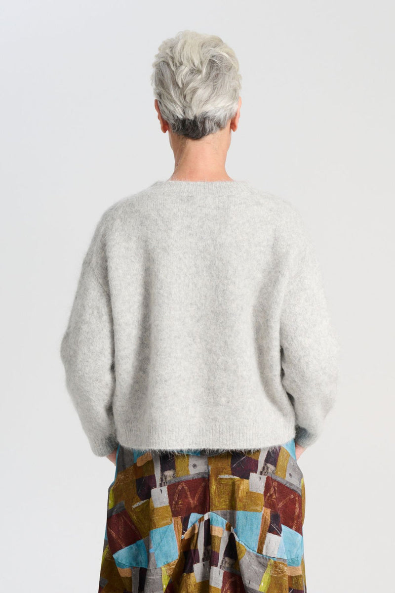 ‘Aspen’ Alpaca Knit Sweater - Light Grey