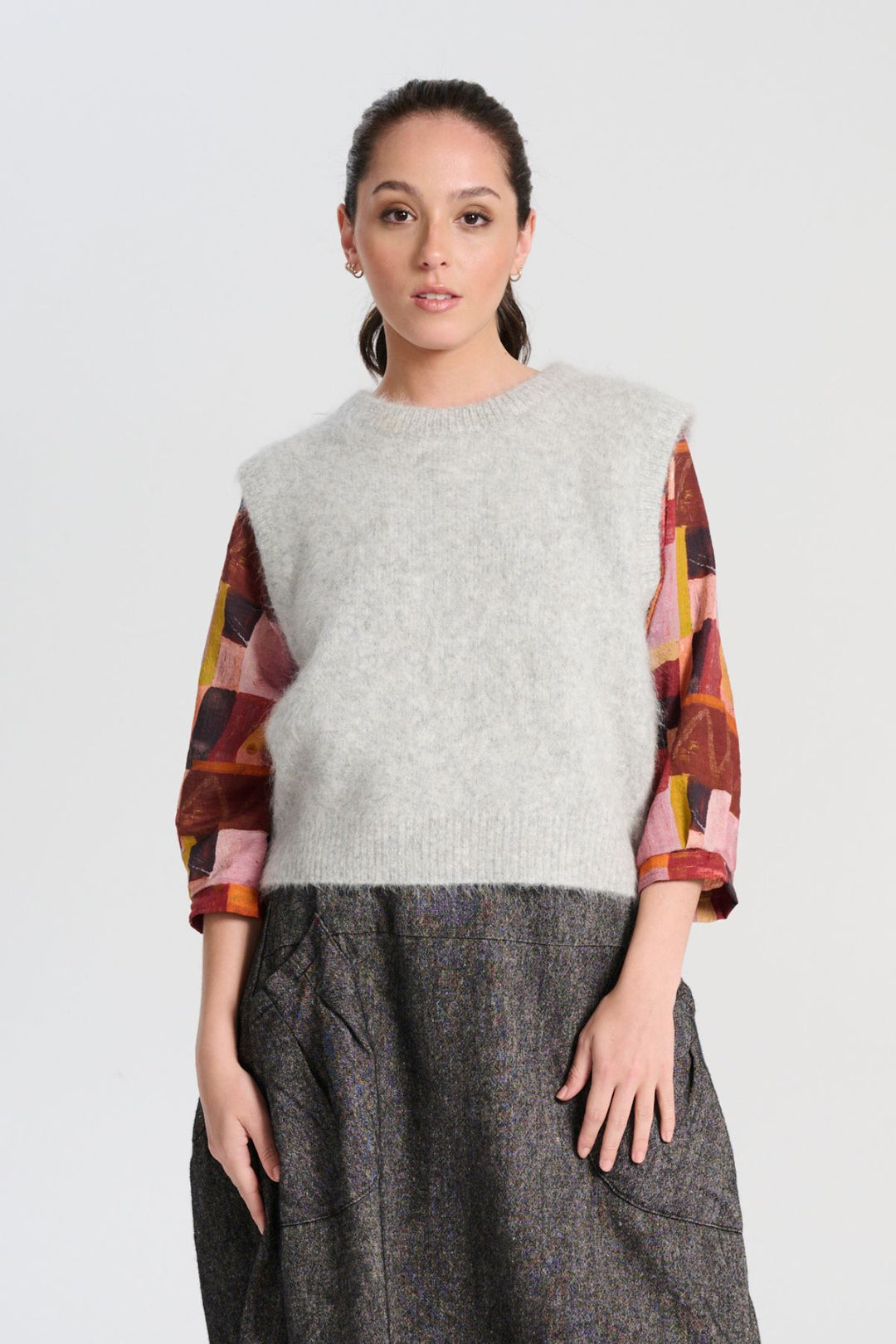 Olga De Polga - ‘Aspen’ Alpaca Knit Vest - Grey - LAST ONE - Size M/L