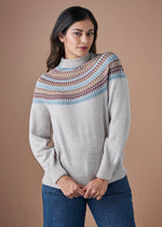 UIMI ‘Pixie’ Modern Check Jumper in Merino Wool - Mushroom