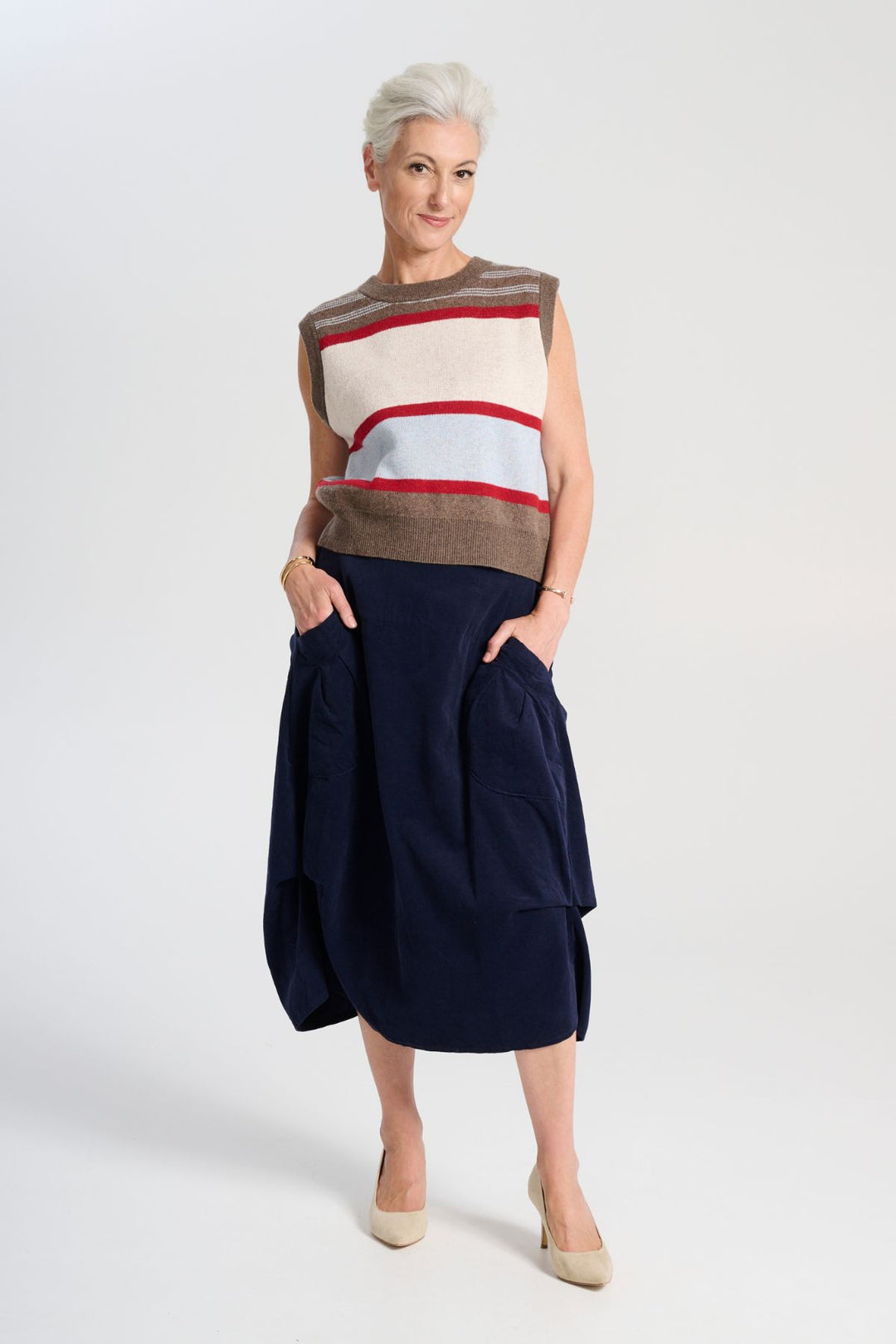 Olga De Polga - Milwaukee ‘Marlowe’ Skirt Fine Cord - Navy