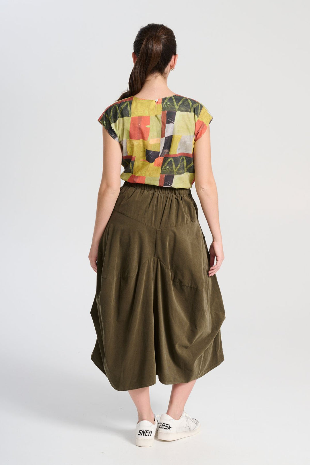 Olga De Polga - Milwaukee ‘Marlowe’ Skirt Fine Cord - Olive - LAST ONE -Size XL