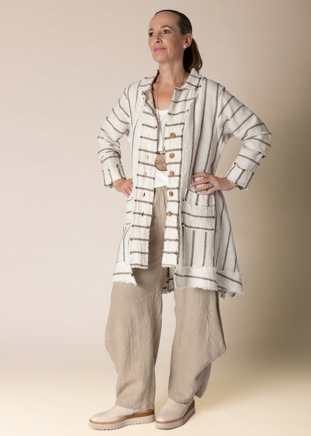 Imagine Fashion - ‘Elodie’ Linen Jacket - Cream - LAST ONE - Size L