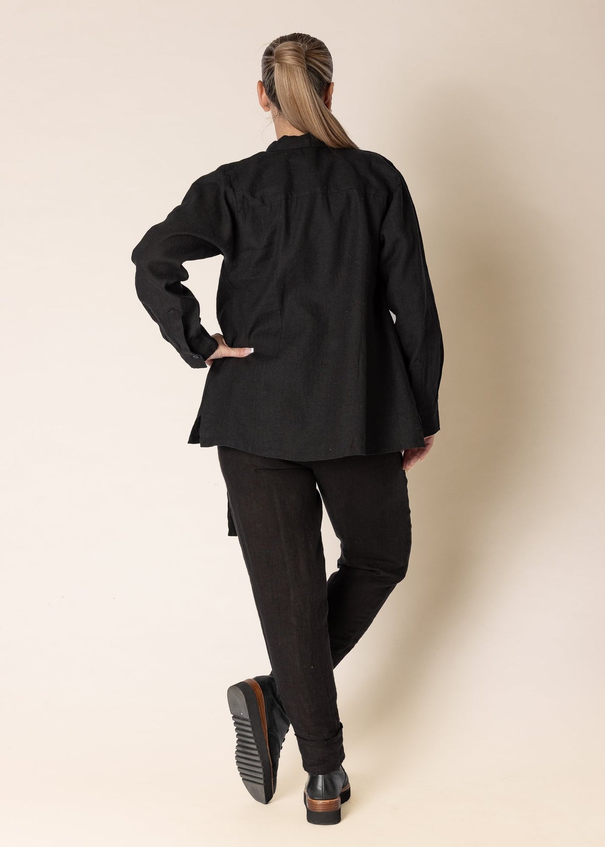 Imagine Fashion - ‘Lilou’ Linen Top in Onyx -LAST OME - Size S