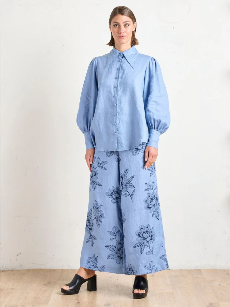 State Of Embrace Pointed Collar Blouse - Allure Blue