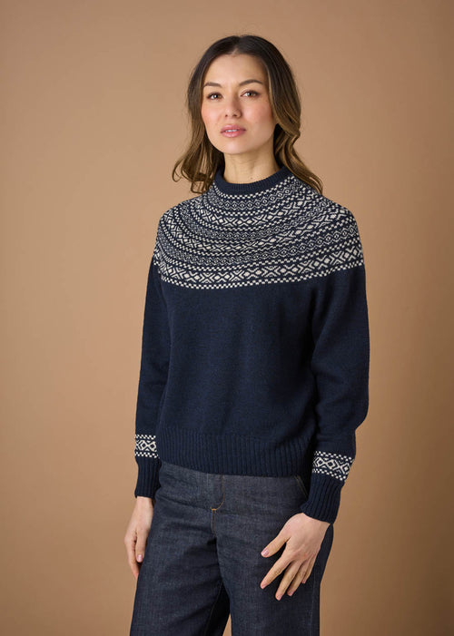 ‘Ingrid’ Fair Isle Australian Merino Jumper - Ink