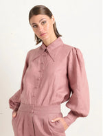 State Of Embrace Pointed Collar Blouse - Desert Rose