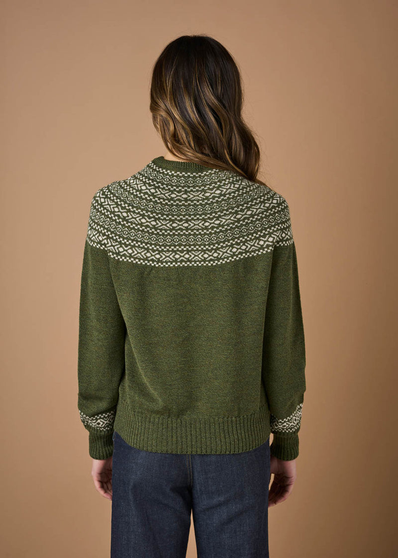 ‘Ingrid’ Fair Isle Australian Merino Jumper - Moss