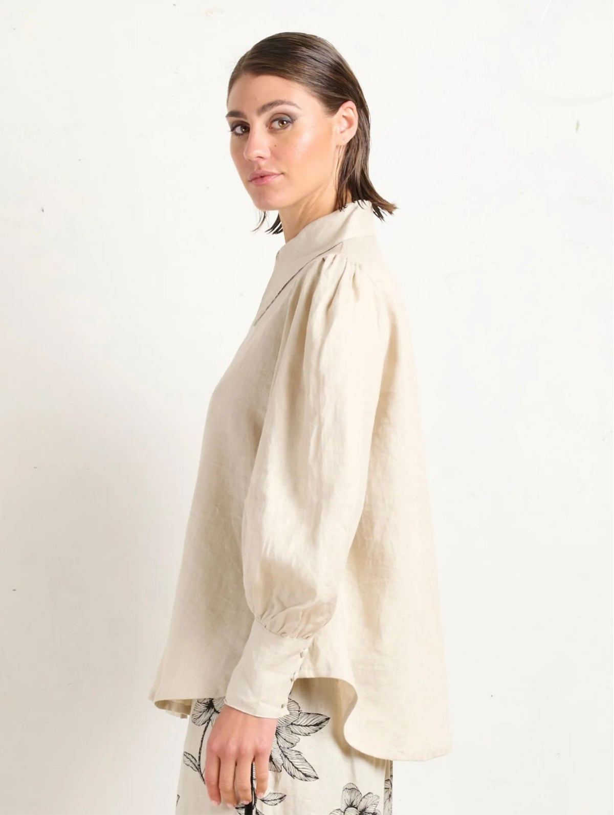 State Of Embrace Pointed Collar Blouse - Stone