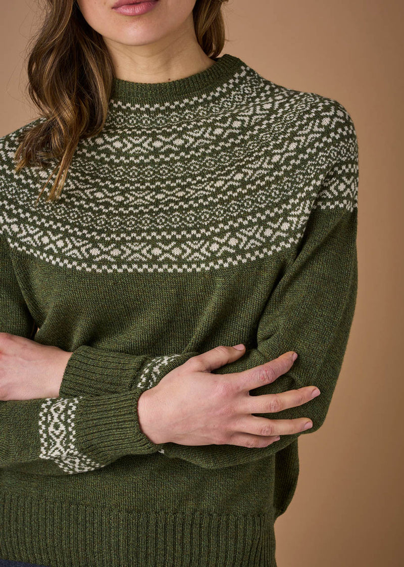 ‘Ingrid’ Fair Isle Australian Merino Jumper - Moss