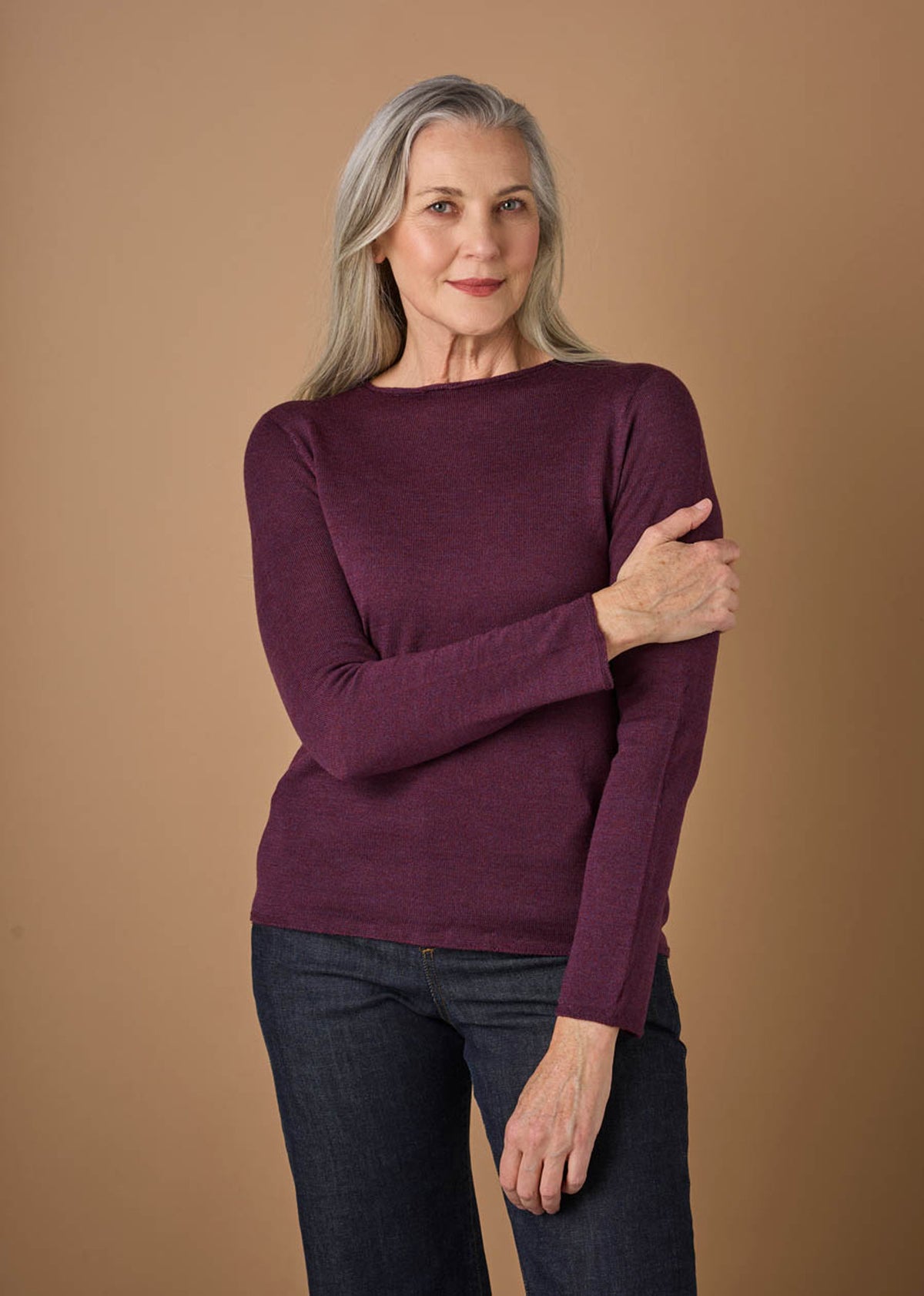 UIMI - ‘Phoebe’ Fine Jersey Crew Top - Pinot